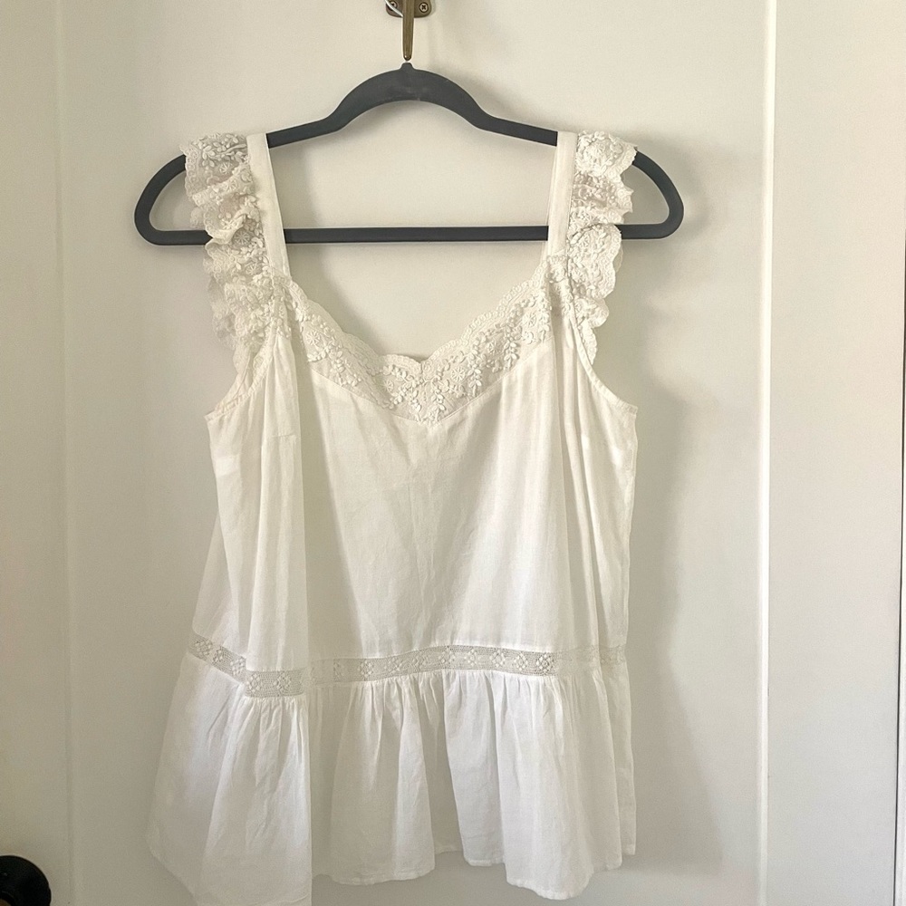 Sezane sleeveless embroidered blouse